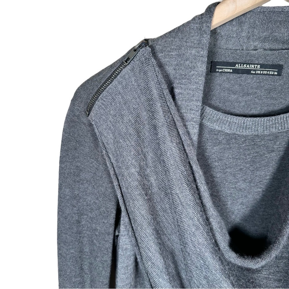 ALL SAINTS Drina Draped Merino Wool Sweater Dress - Picture 7 of 15